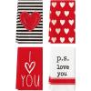 Artoid Mode Pink Heart Stripe I Love You Valentine’s Kitchen Towels Dish Towels, 18×26 Inch Anniversary Wedding Decoration Hand Towels Set of 4(Red)