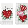 Artoid Mode Pink Red Doughnut Heart Love Kitchen Towels Dish Towels, 18×26 Inch Farmhouse Wedding Decoration Hand Towels Set of 2