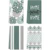 Artoid Mode Pink Stripes Home Sweet Home Boho Kitchen Towels Dish Towels, 18×26 Inch Wedding Decoration Hand Towels Set of 4(Green/Grey)