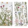 Artoid Mode Wildflower Floral Kitchen Towels Dish Towels, 18×26 Inch Leaves Holiday Decoration Hand Towels Set of 2(Beige)