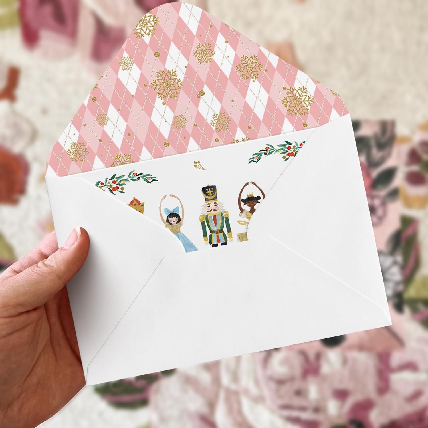 imageArtoid Mode 24 Pack Holly Nutcrackers Merry Christmas Thank You Cards Gift With Envelope Sticker Blank Note Greeting Cards 4 x 6 InchWhite