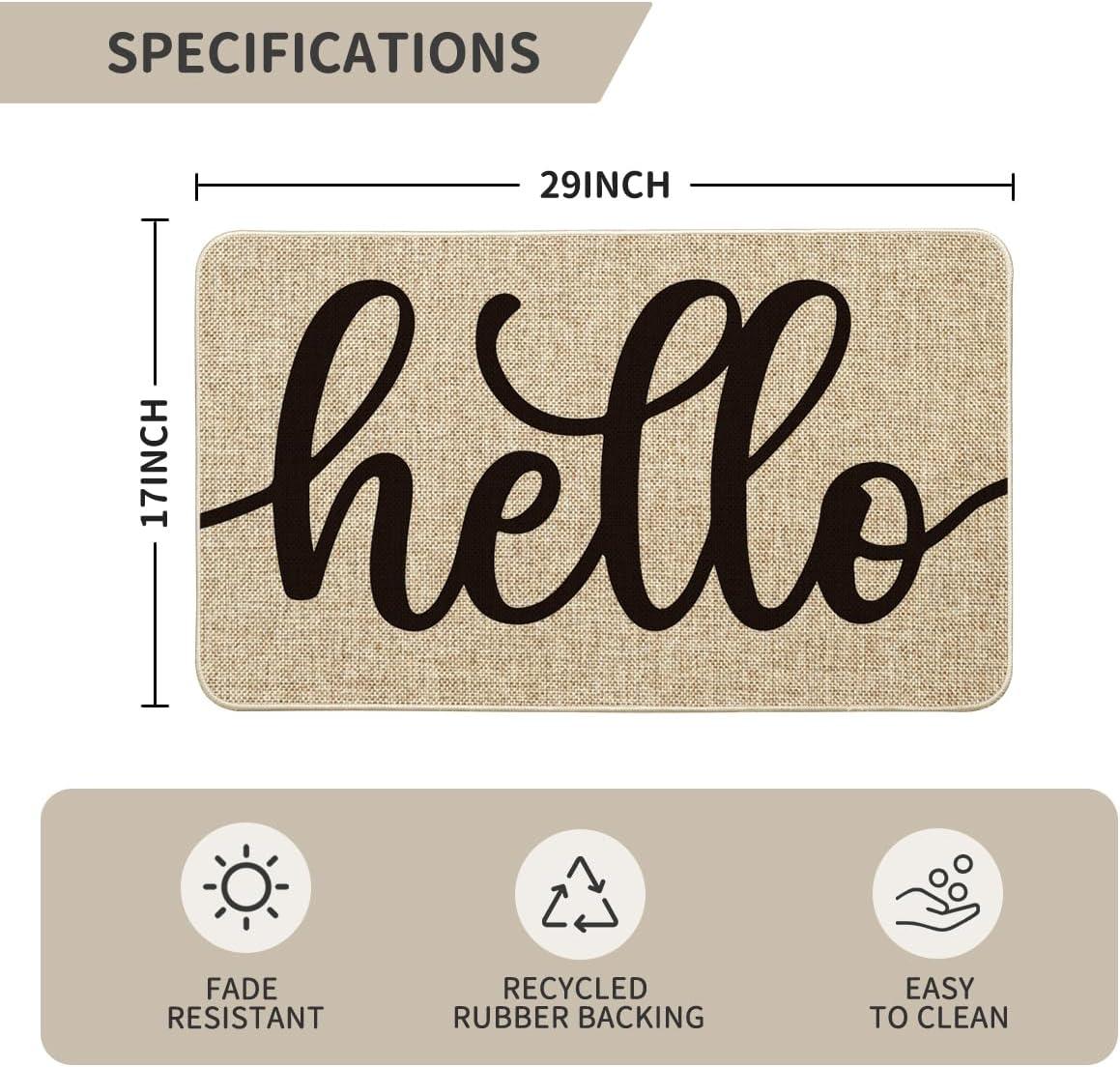 imageArtoid Mode Balck Hello Halloween Doormat Home Decor LowProfile Switch Rug Door Mat Floor Mat for Indoor Outdoor 17x29 InchBeige