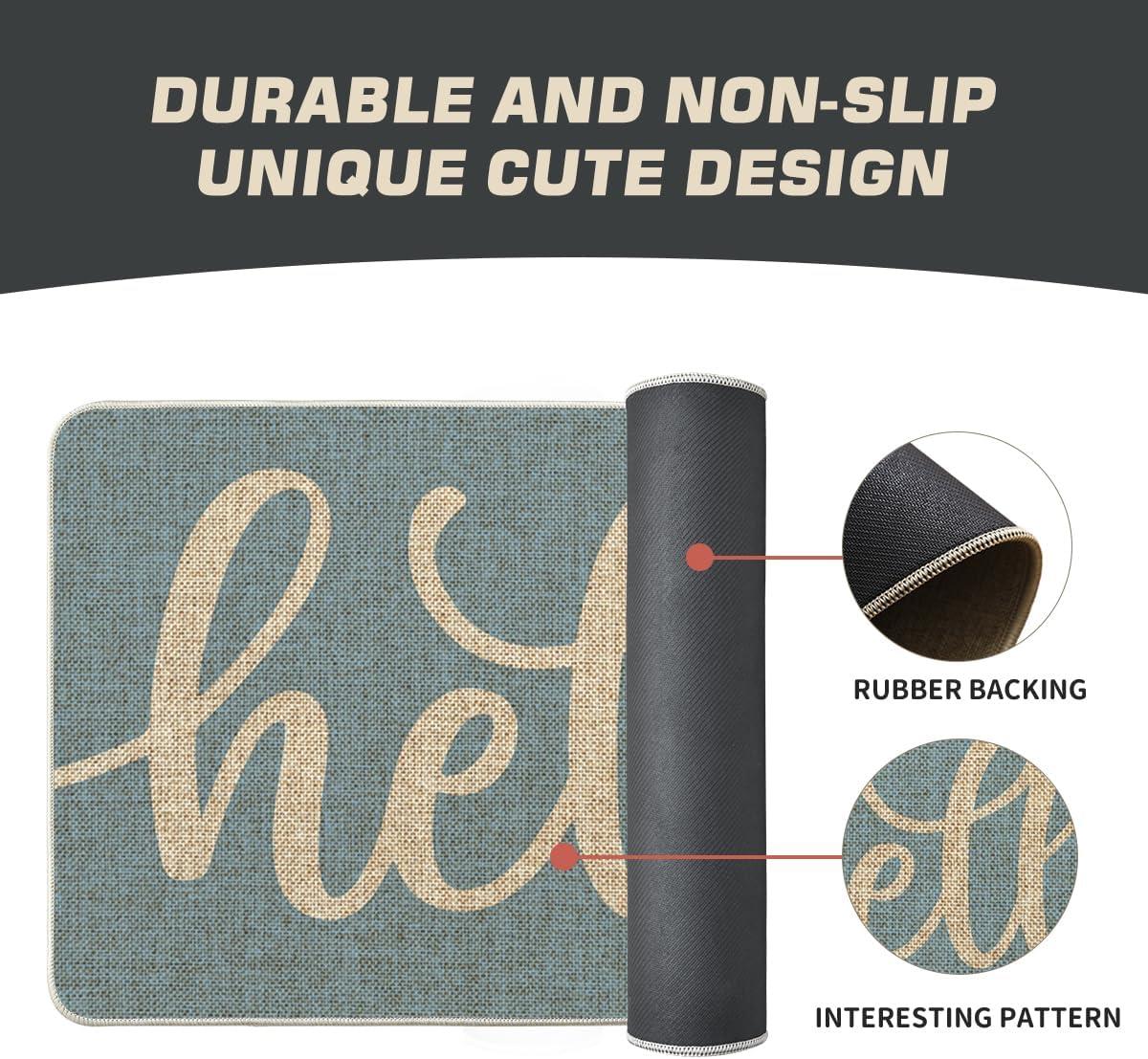 imageArtoid Mode Balck Hello Halloween Doormat Home Decor LowProfile Switch Rug Door Mat Floor Mat for Indoor Outdoor 17x29 InchBlue