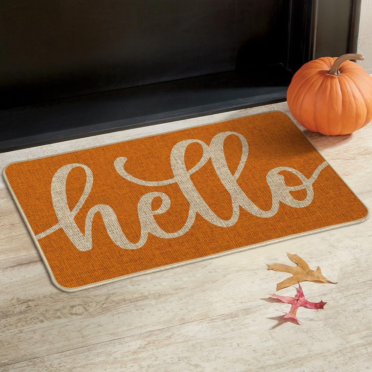 imageArtoid Mode Balck Hello Halloween Doormat Home Decor LowProfile Switch Rug Door Mat Floor Mat for Indoor Outdoor 17x29 InchOrange