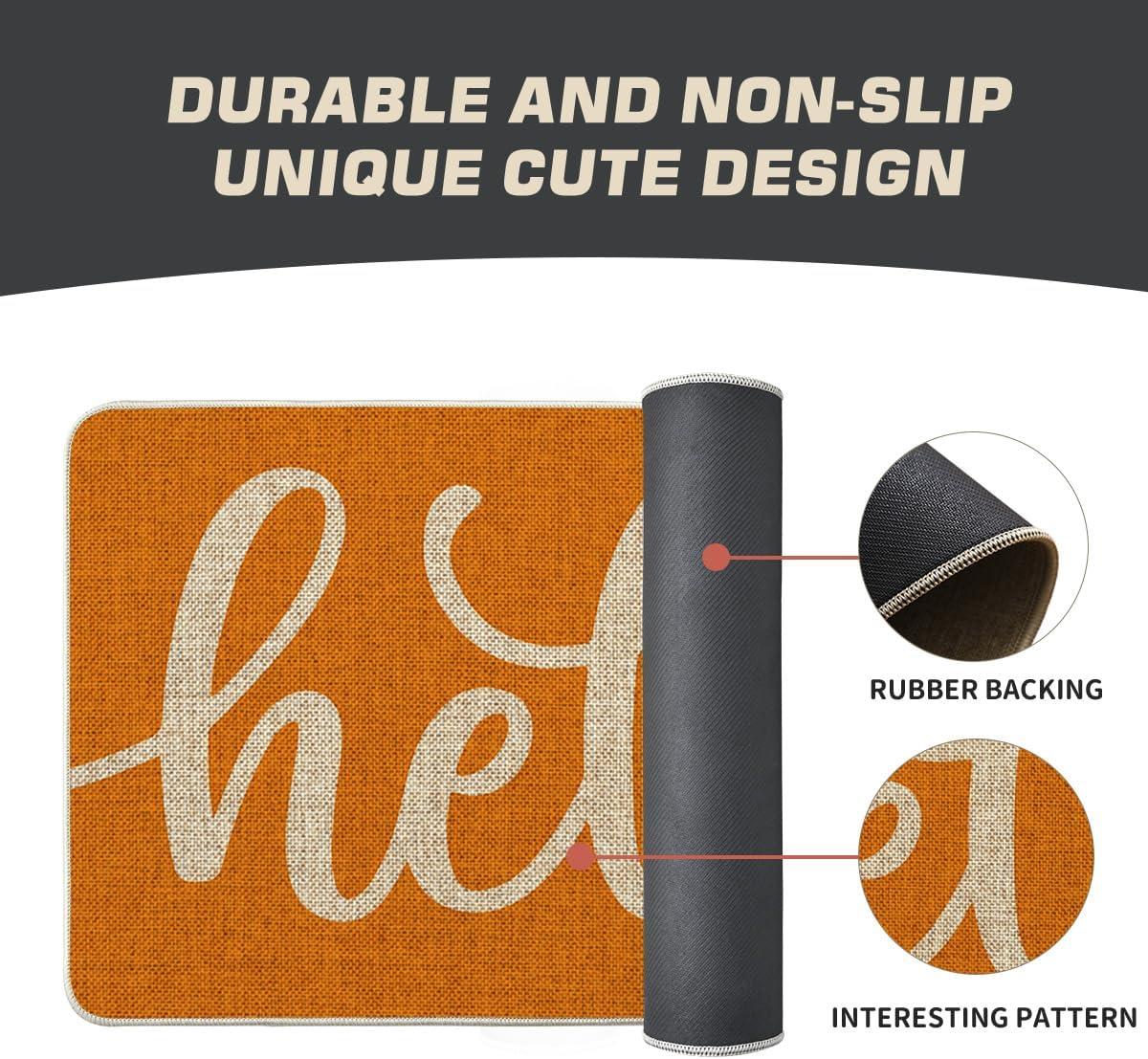 imageArtoid Mode Balck Hello Halloween Doormat Home Decor LowProfile Switch Rug Door Mat Floor Mat for Indoor Outdoor 17x29 InchOrange