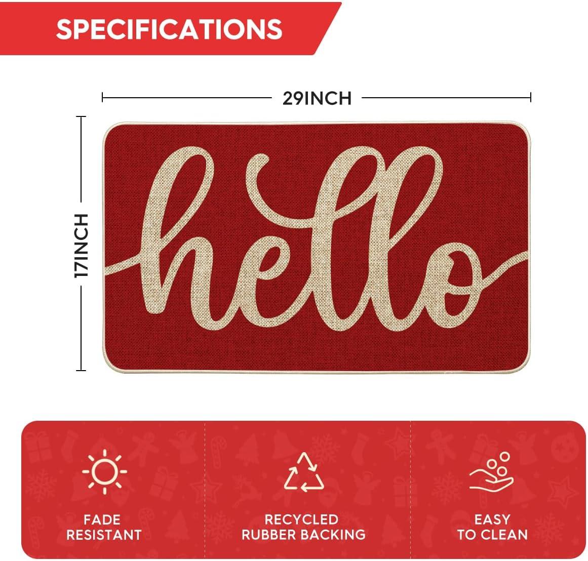 imageArtoid Mode Balck Hello Halloween Doormat Home Decor LowProfile Switch Rug Door Mat Floor Mat for Indoor Outdoor 17x29 InchRed