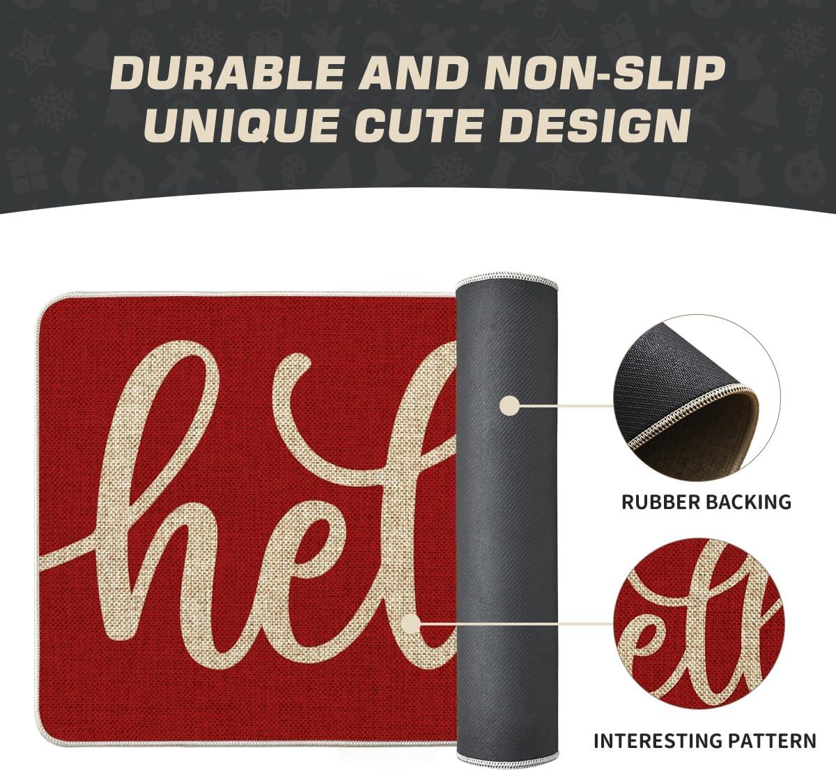 imageArtoid Mode Balck Hello Halloween Doormat Home Decor LowProfile Switch Rug Door Mat Floor Mat for Indoor Outdoor 17x29 InchRed