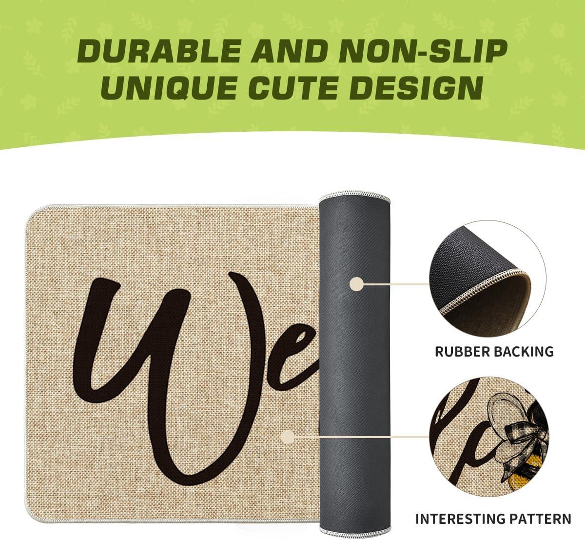 imageArtoid Mode Bee Welcome Spring Doormat Home Summer Decor LowProfile Switch Rug Door Mat Floor Mat for Indoor Outdoor 17x29 InchBeige