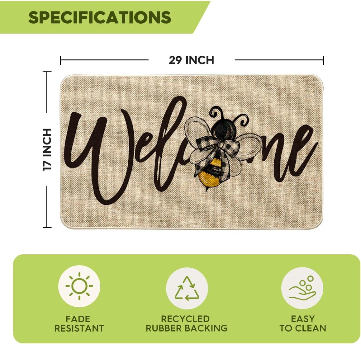 imageArtoid Mode Bee Welcome Spring Doormat Home Summer Decor LowProfile Switch Rug Door Mat Floor Mat for Indoor Outdoor 17x29 InchBeige