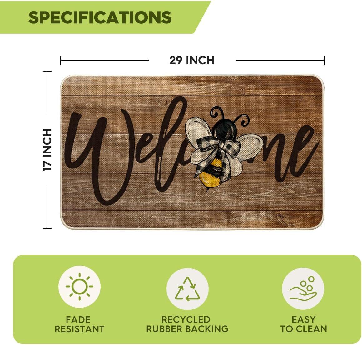 imageArtoid Mode Bee Welcome Spring Doormat Home Summer Decor LowProfile Switch Rug Door Mat Floor Mat for Indoor Outdoor 17x29 InchBrown