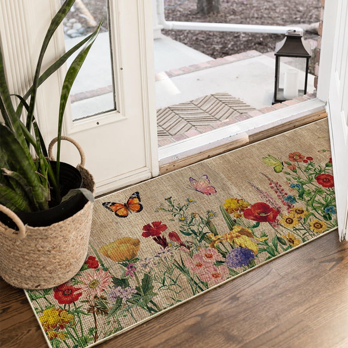 imageArtoid Mode Bee Welcome Spring Doormat Home Summer Decor LowProfile Switch Rug Door Mat Floor Mat for Indoor Outdoor 17x29 InchBrown