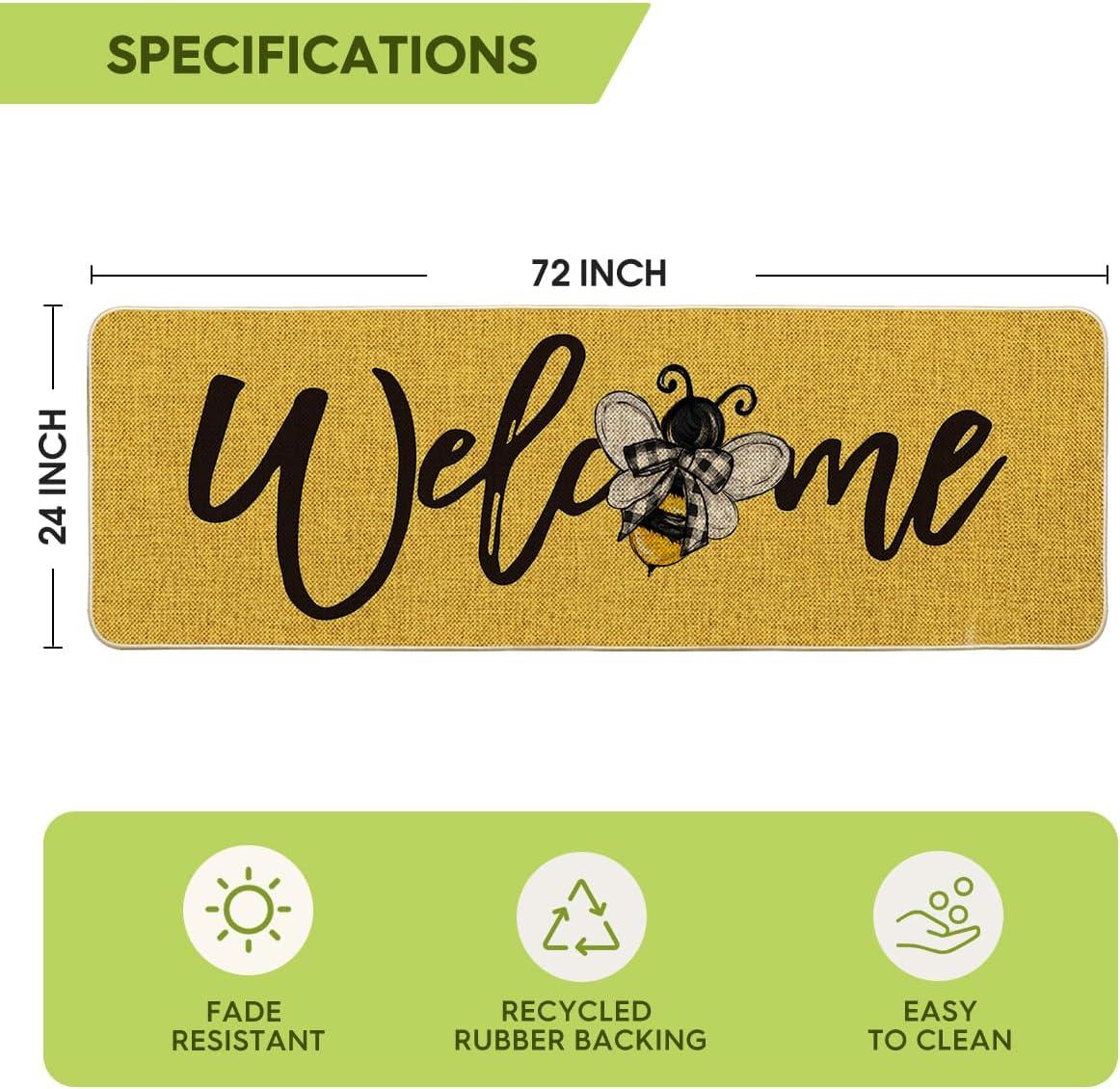imageArtoid Mode Bee Welcome Spring Doormat Home Summer Decor LowProfile Switch Rug Door Mat Floor Mat for Indoor Outdoor 17x29 InchYellow