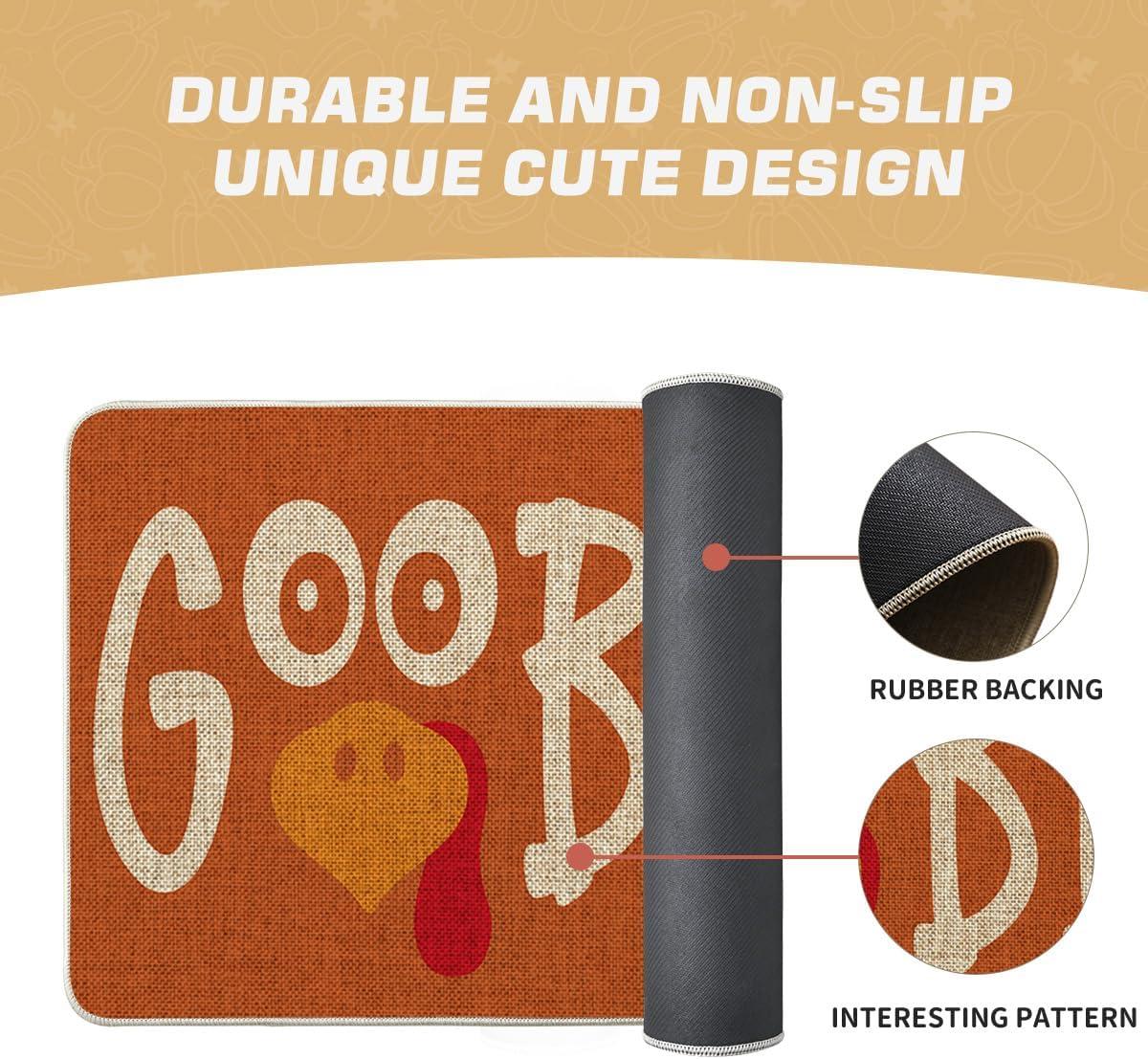 imageArtoid Mode Beige Gobble Turkey Thanksgiving Doormat Thanksful Fall Home Decor LowProfile Switch Rug Door Mat Floor Mat for Indoor Outdoor 17x29 InchOrange