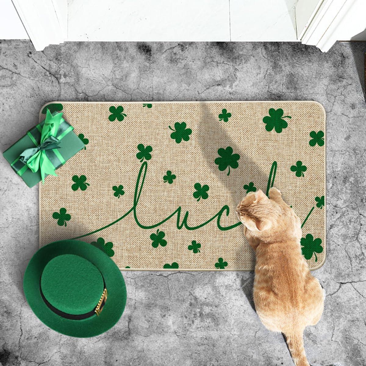 imageArtoid Mode Beige Lucky Shamrock St Patricks Day Doormat Home Decor LowProfile Switch Rug Door Mat Floor Mat for Indoor Outdoor 17x29 Inch