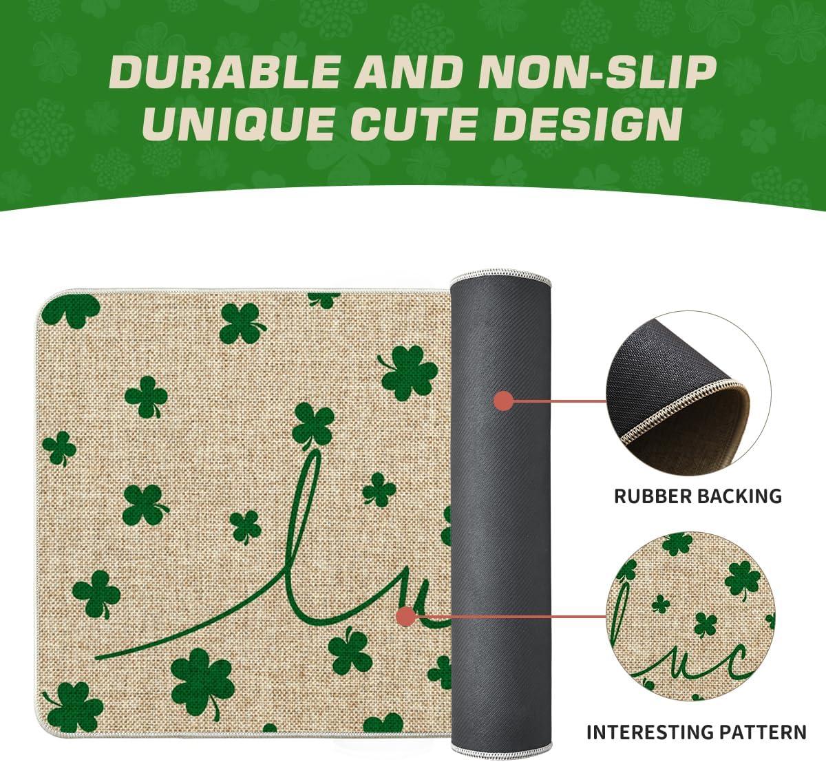 imageArtoid Mode Beige Lucky Shamrock St Patricks Day Doormat Home Decor LowProfile Switch Rug Door Mat Floor Mat for Indoor Outdoor 17x29 Inch