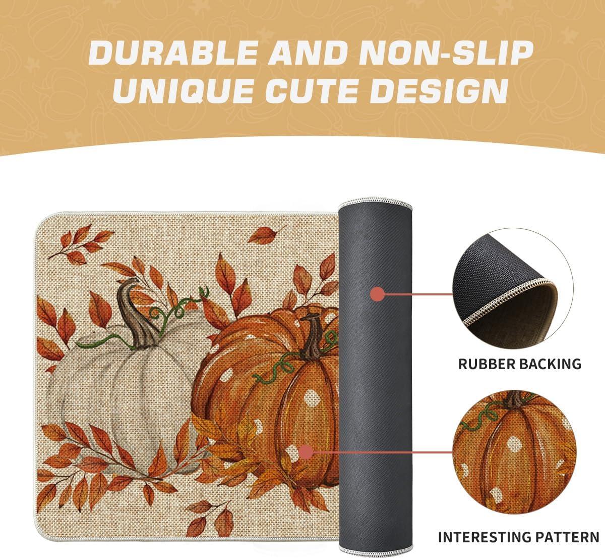 imageArtoid Mode Blue Dot Pumpkin Eucalyptus Fall Doormat Autumn Home Decor LowProfile Switch Rug Door Mat Floor Mat for Indoor Outdoor 17x29 InchOrange