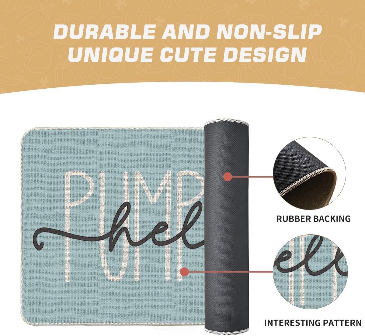 imageArtoid Mode Blue Hello Pumpkin Fall Doormat Home Decor LowProfile Switch Rug Door Mat Floor Mat for Indoor Outdoor 17x29 InchBlue