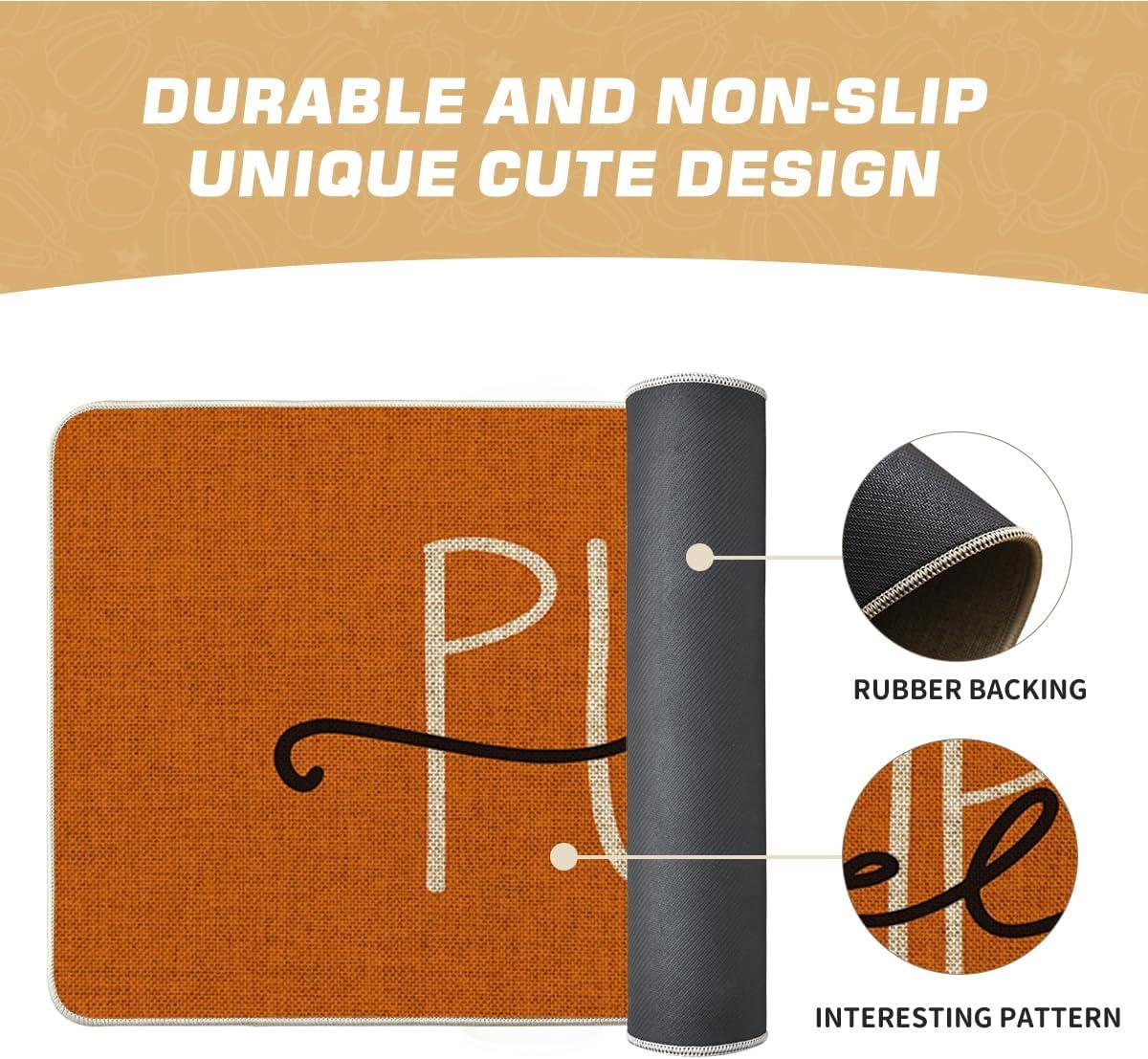 imageArtoid Mode Blue Hello Pumpkin Fall Doormat Home Decor LowProfile Switch Rug Door Mat Floor Mat for Indoor Outdoor 17x29 InchOrange