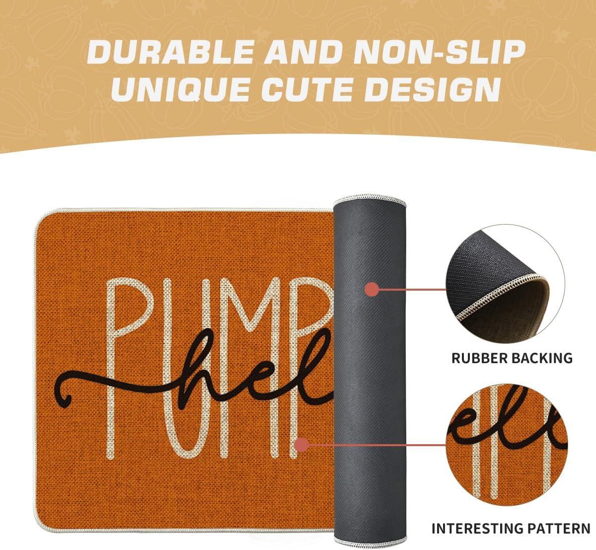 imageArtoid Mode Blue Hello Pumpkin Fall Doormat Home Decor LowProfile Switch Rug Door Mat Floor Mat for Indoor Outdoor 17x29 InchOrange