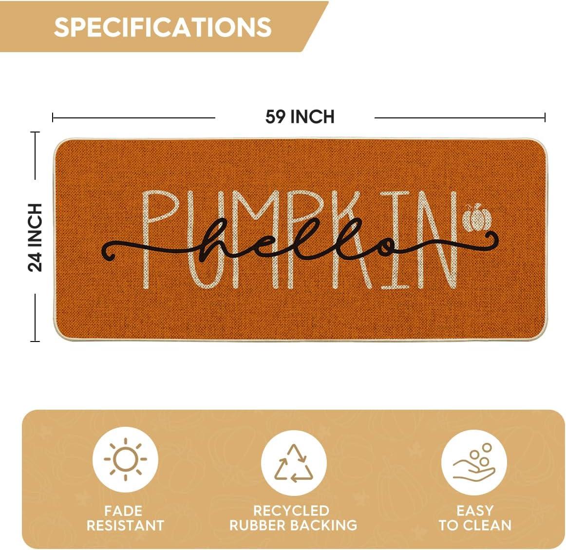 imageArtoid Mode Blue Hello Pumpkin Fall Doormat Home Decor LowProfile Switch Rug Door Mat Floor Mat for Indoor Outdoor 17x29 InchOrange