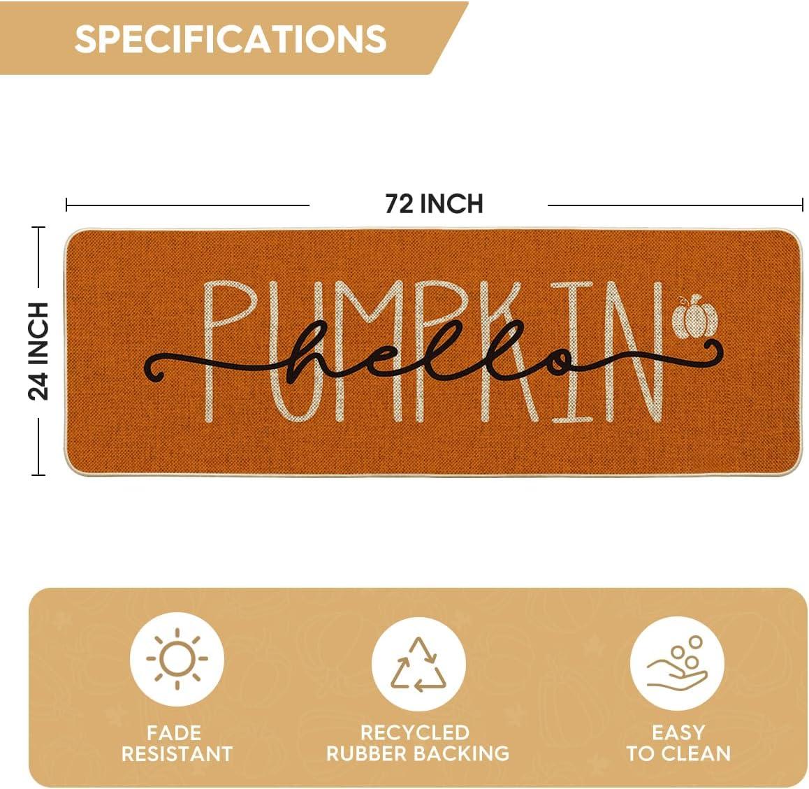 imageArtoid Mode Blue Hello Pumpkin Fall Doormat Home Decor LowProfile Switch Rug Door Mat Floor Mat for Indoor Outdoor 17x29 InchOrange