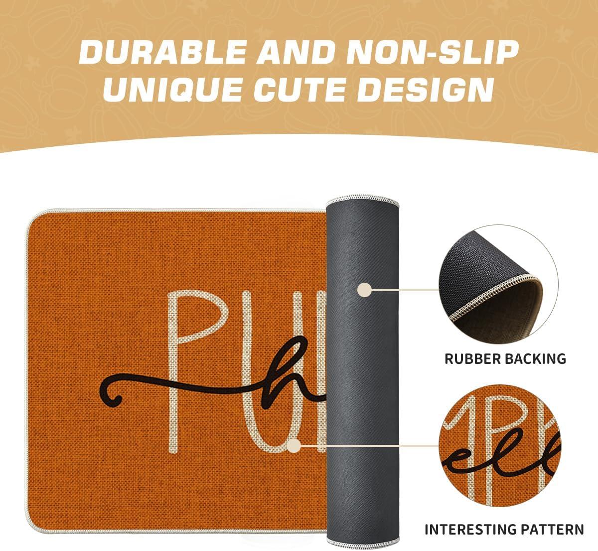 imageArtoid Mode Blue Hello Pumpkin Fall Doormat Home Decor LowProfile Switch Rug Door Mat Floor Mat for Indoor Outdoor 17x29 InchOrange