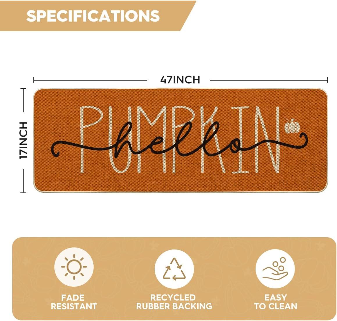 imageArtoid Mode Blue Hello Pumpkin Fall Doormat Home Decor LowProfile Switch Rug Door Mat Floor Mat for Indoor Outdoor 17x29 InchOrange