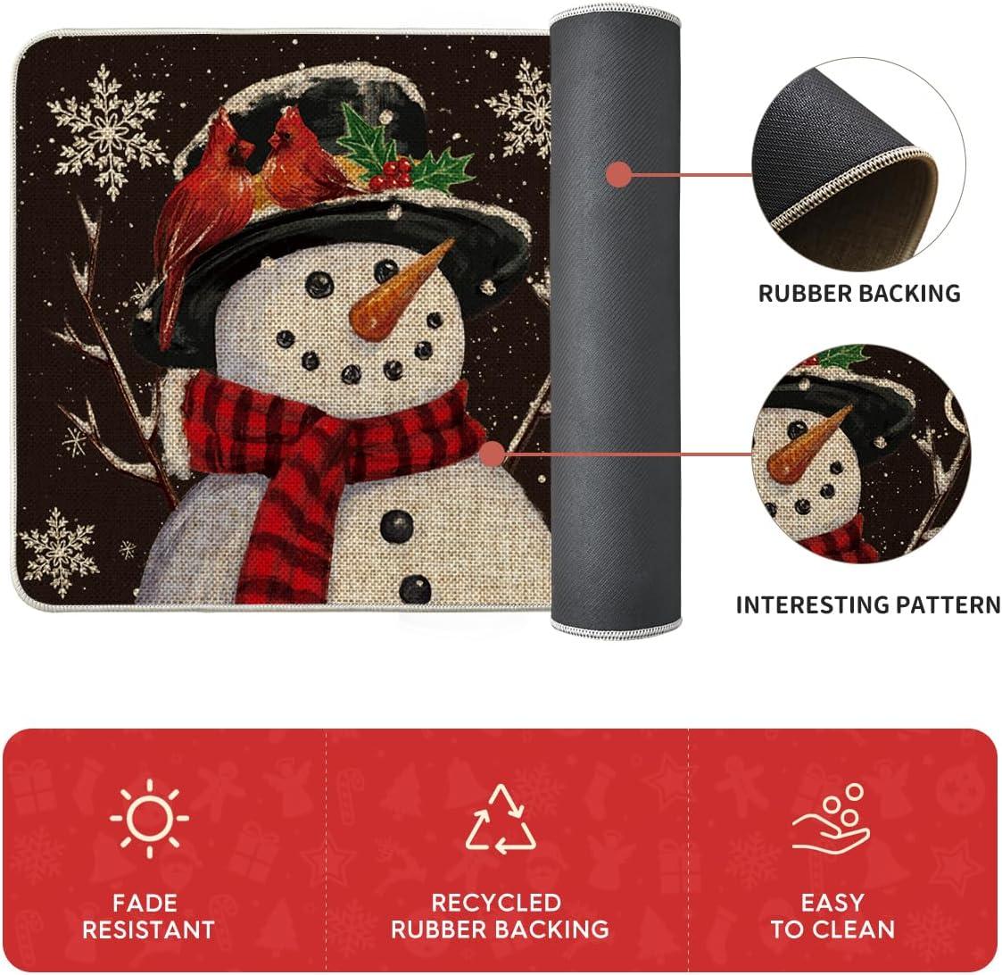 imageArtoid Mode Blue Let It Snow Snowflake Snowman Winter Kitchen Mats Set of 2 Christmas Decor LowProfile Kitchen Rugs for Floor 17x29 and 17x47 InchBlack