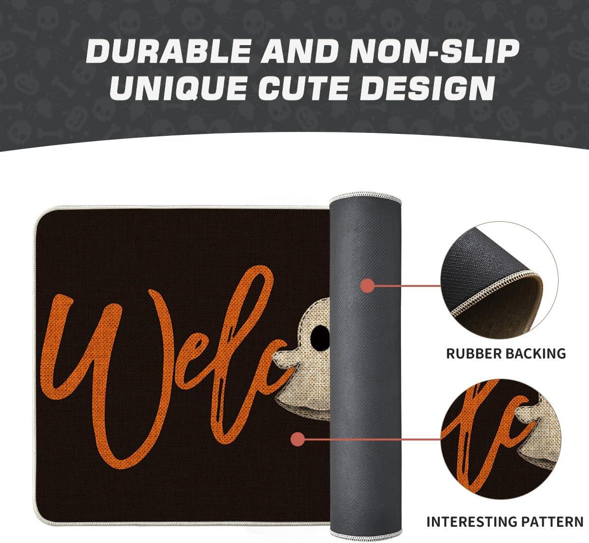 imageArtoid Mode Boo Halloween Welcome Doormat Home Decor LowProfile Switch Rug Door Mat Floor Mat for Indoor Outdoor 17x29 InchBlack