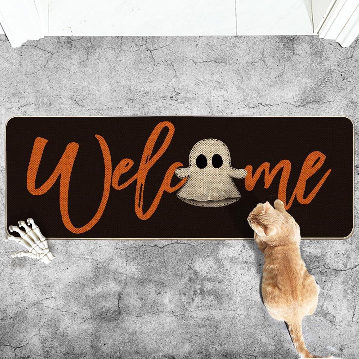 imageArtoid Mode Boo Halloween Welcome Doormat Home Decor LowProfile Switch Rug Door Mat Floor Mat for Indoor Outdoor 17x29 InchBlack