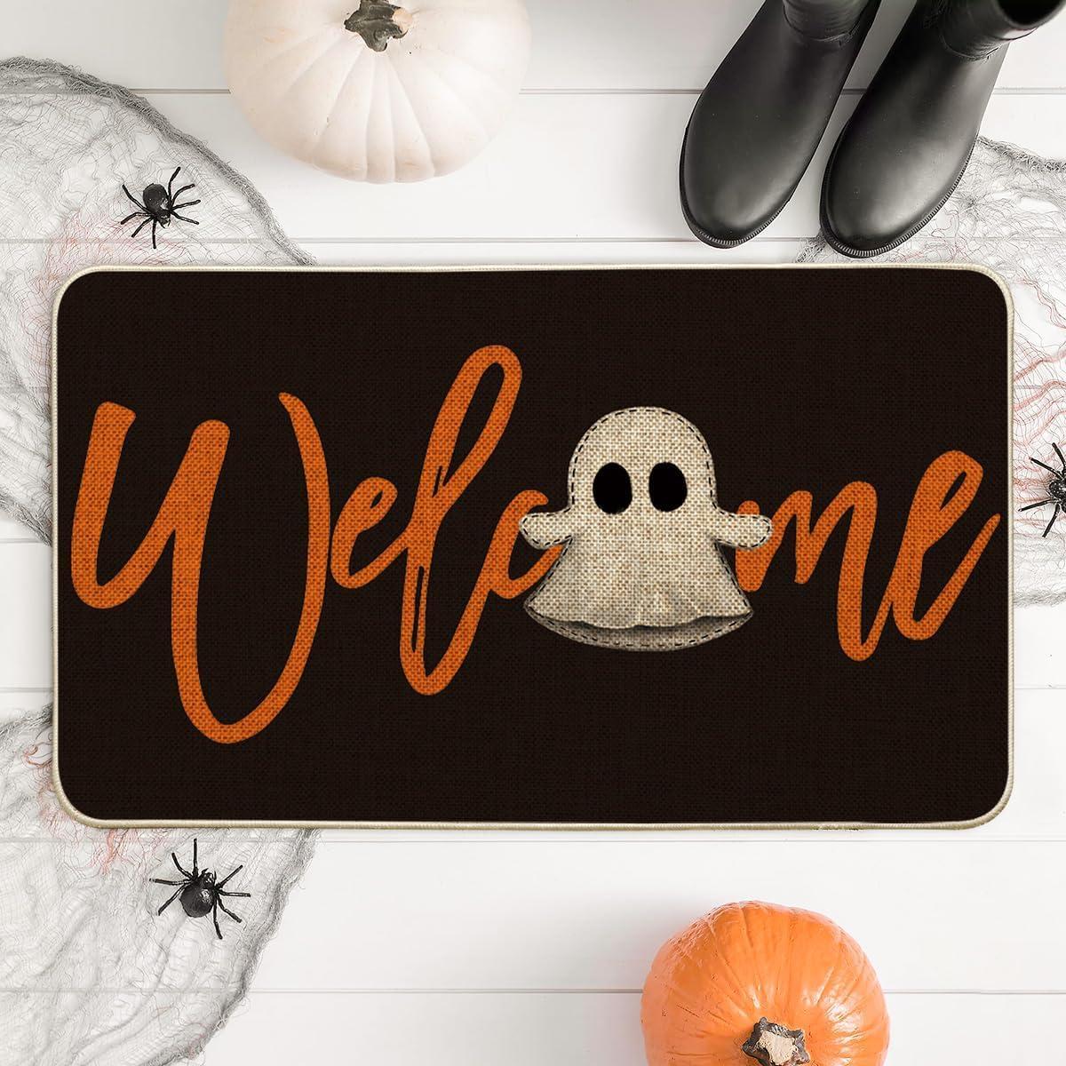 imageArtoid Mode Boo Halloween Welcome Doormat Home Decor LowProfile Switch Rug Door Mat Floor Mat for Indoor Outdoor 17x29 InchBlack