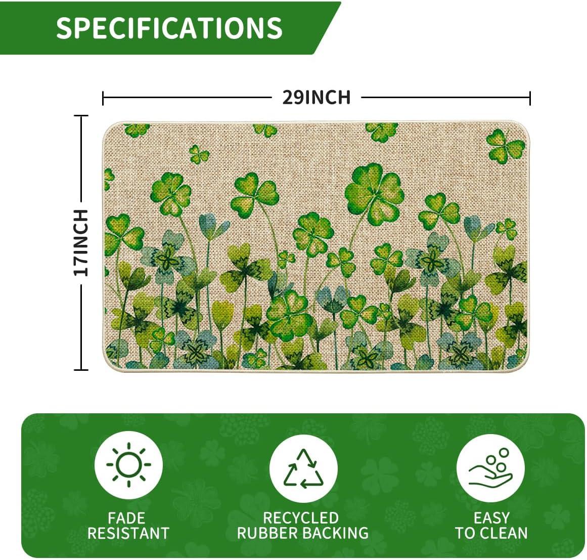 imageArtoid Mode Clover Shamrock St Patricks Day Doormat Spring Home Decor LowProfile Switch Rug Door Mat Floor Mat for Indoor Outdoor 17x29 Inch