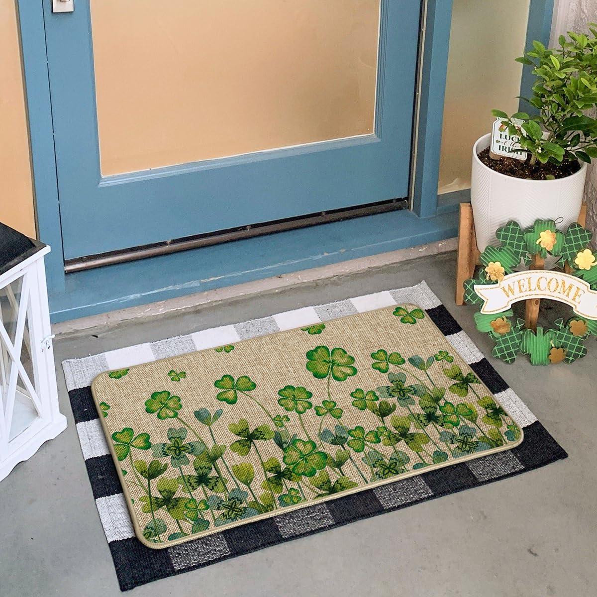 imageArtoid Mode Clover Shamrock St Patricks Day Doormat Spring Home Decor LowProfile Switch Rug Door Mat Floor Mat for Indoor Outdoor 17x29 Inch