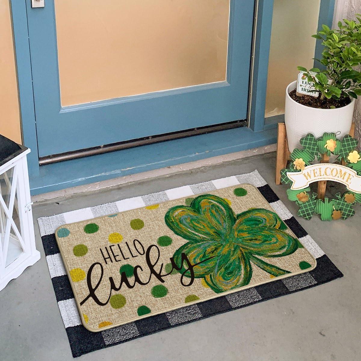 imageArtoid Mode Dot Lucky Shamrock St Patricks Day Doormat Home Decor LowProfile Switch Rug Door Mat Floor Mat for Indoor Outdoor 17x29 Inch