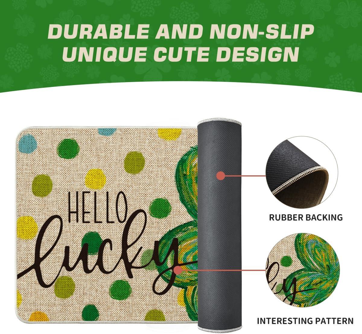 imageArtoid Mode Dot Lucky Shamrock St Patricks Day Doormat Home Decor LowProfile Switch Rug Door Mat Floor Mat for Indoor Outdoor 17x29 Inch