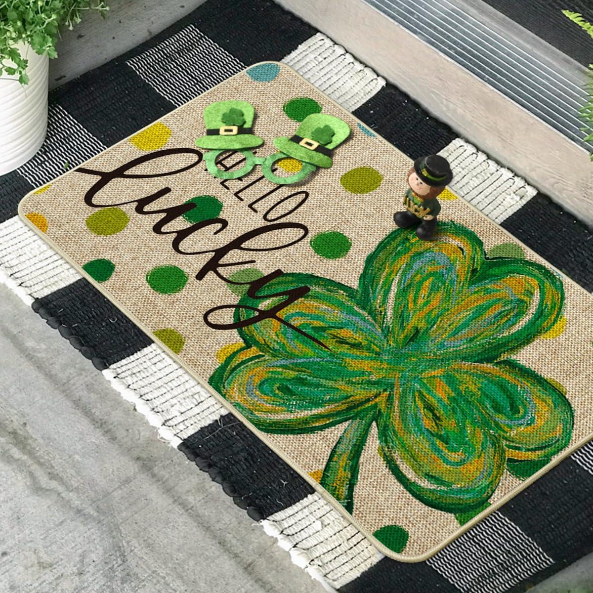 imageArtoid Mode Dot Lucky Shamrock St Patricks Day Doormat Home Decor LowProfile Switch Rug Door Mat Floor Mat for Indoor Outdoor 17x29 Inch