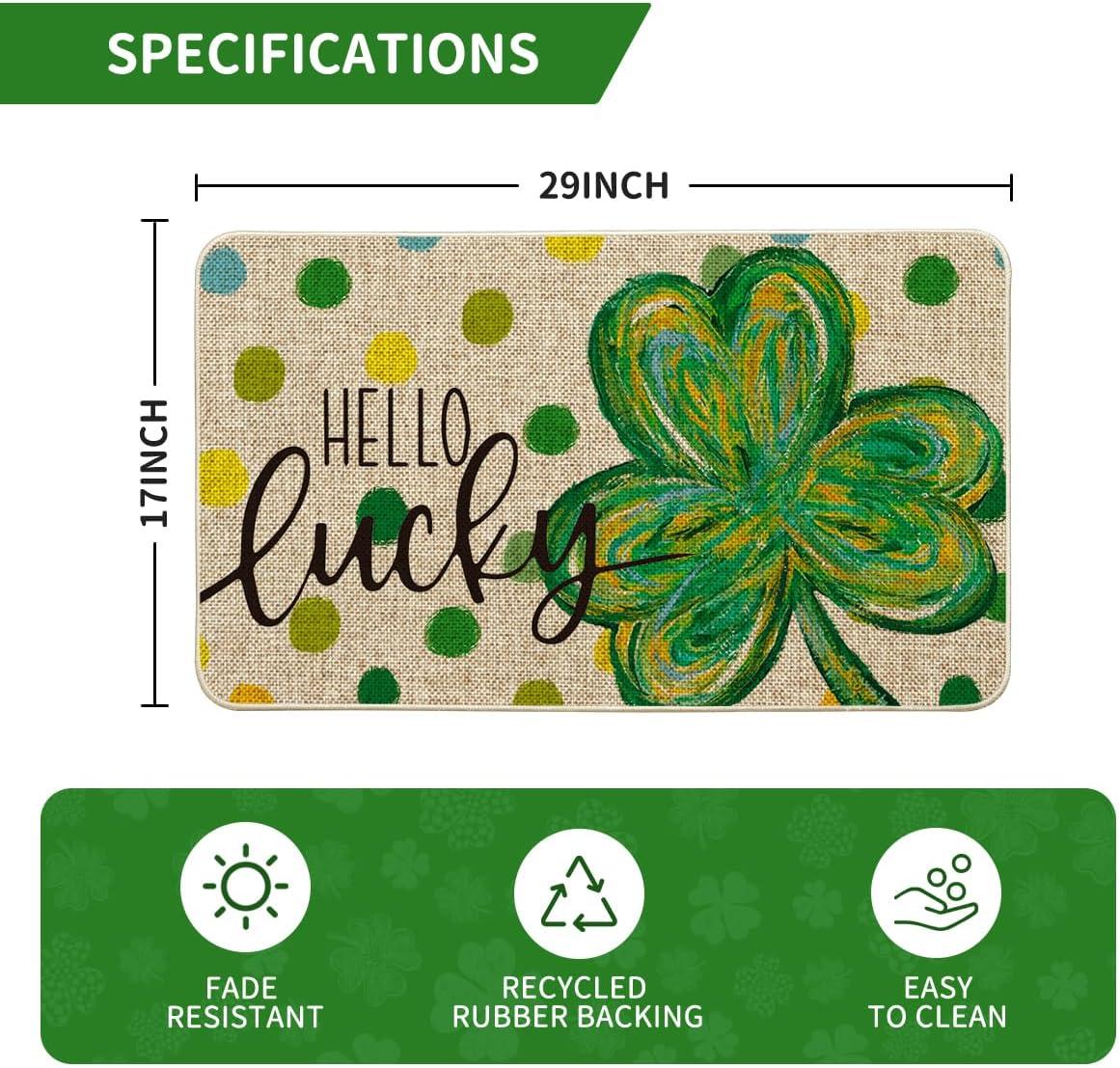 imageArtoid Mode Dot Lucky Shamrock St Patricks Day Doormat Home Decor LowProfile Switch Rug Door Mat Floor Mat for Indoor Outdoor 17x29 Inch