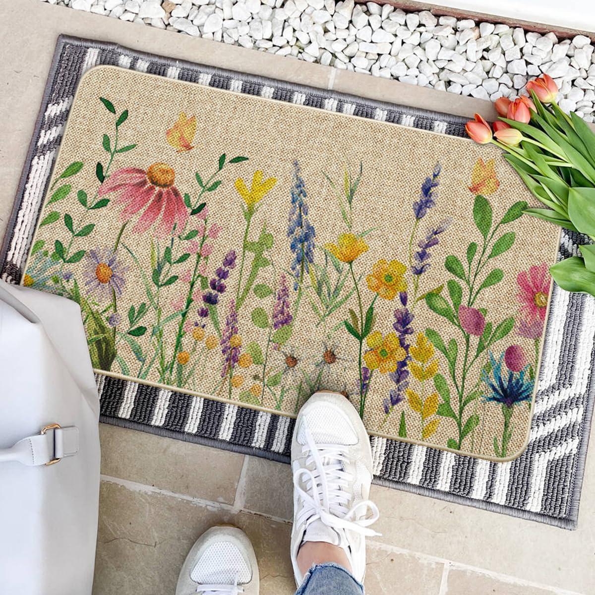 imageArtoid Mode Flowers Lavender Daisy Spring Doormat Home Summer Decor LowProfile Switch Rug Door Mat Floor Mat for Indoor Outdoor 17x29 Inch