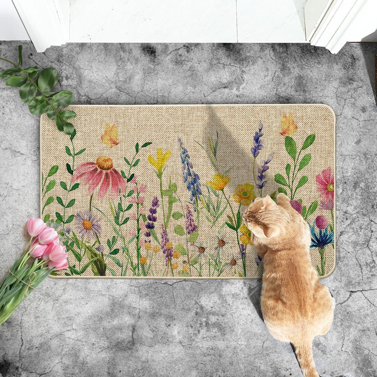 imageArtoid Mode Flowers Lavender Daisy Spring Doormat Home Summer Decor LowProfile Switch Rug Door Mat Floor Mat for Indoor Outdoor 17x29 Inch
