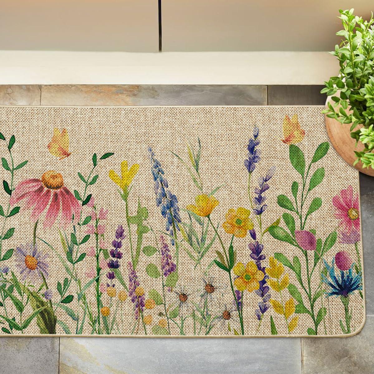 imageArtoid Mode Flowers Lavender Daisy Spring Doormat Home Summer Decor LowProfile Switch Rug Door Mat Floor Mat for Indoor Outdoor 17x29 Inch