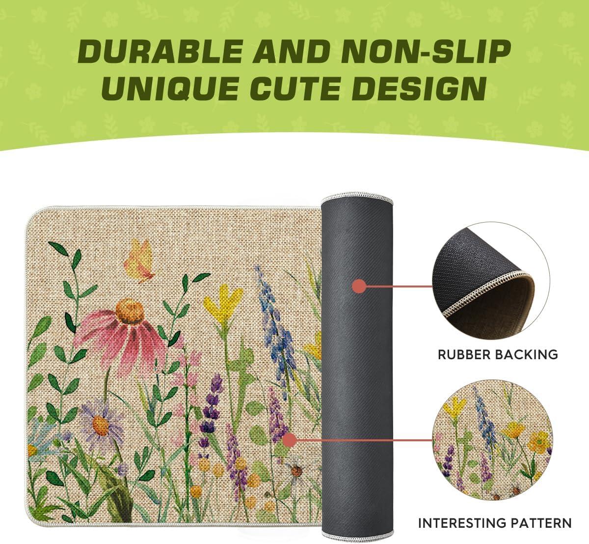 imageArtoid Mode Flowers Lavender Daisy Spring Doormat Home Summer Decor LowProfile Switch Rug Door Mat Floor Mat for Indoor Outdoor 17x29 Inch