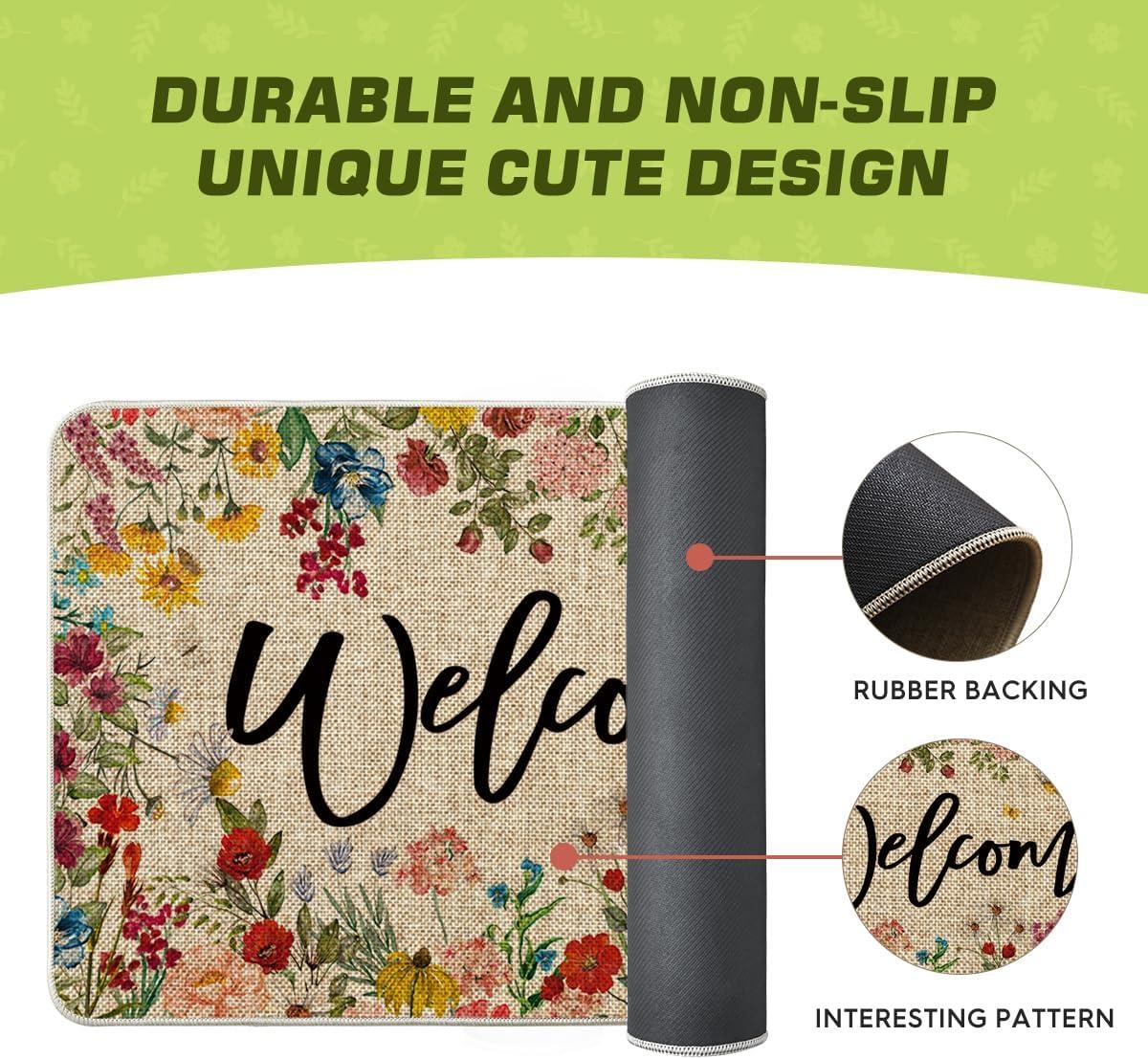 imageArtoid Mode Flowers Lavender Daisy Welcome Spring Doormat Home Summer Decor LowProfile Switch Rug Door Mat Floor Mat for Indoor Outdoor 17x29 Inch