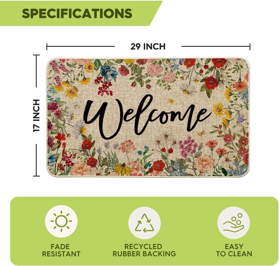 imageArtoid Mode Flowers Lavender Daisy Welcome Spring Doormat Home Summer Decor LowProfile Switch Rug Door Mat Floor Mat for Indoor Outdoor 17x29 Inch