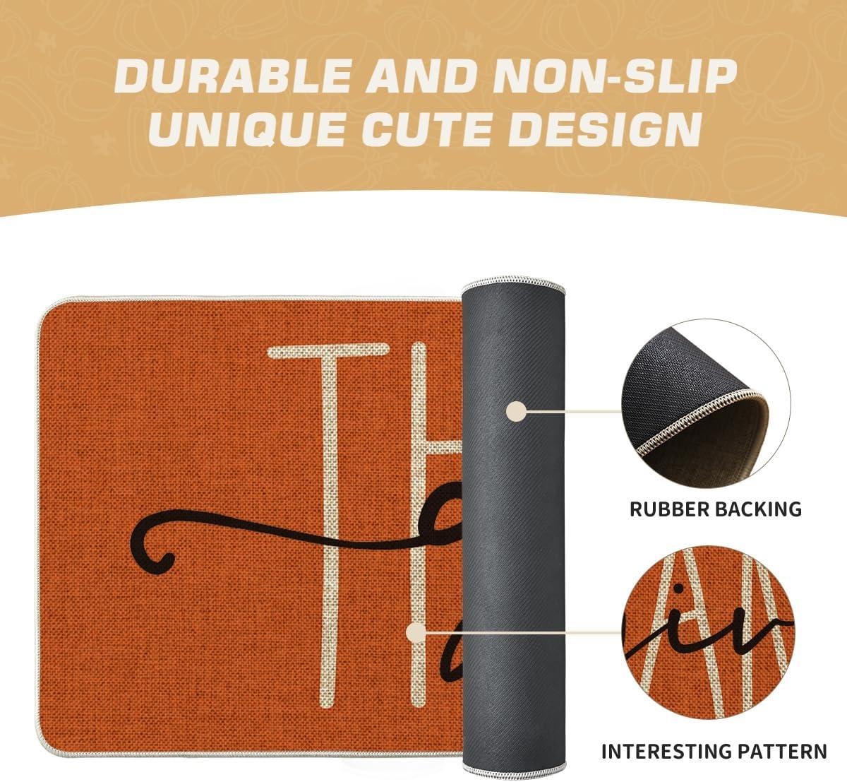 imageArtoid Mode Give Thanks Pumpkin Thanksgiving Welcome Decorative Doormat Seasonal Fall LowProfile Floor Rug Switch Mat for Indoor Outdoor 17x29 Inch15 x 311 Rectangular