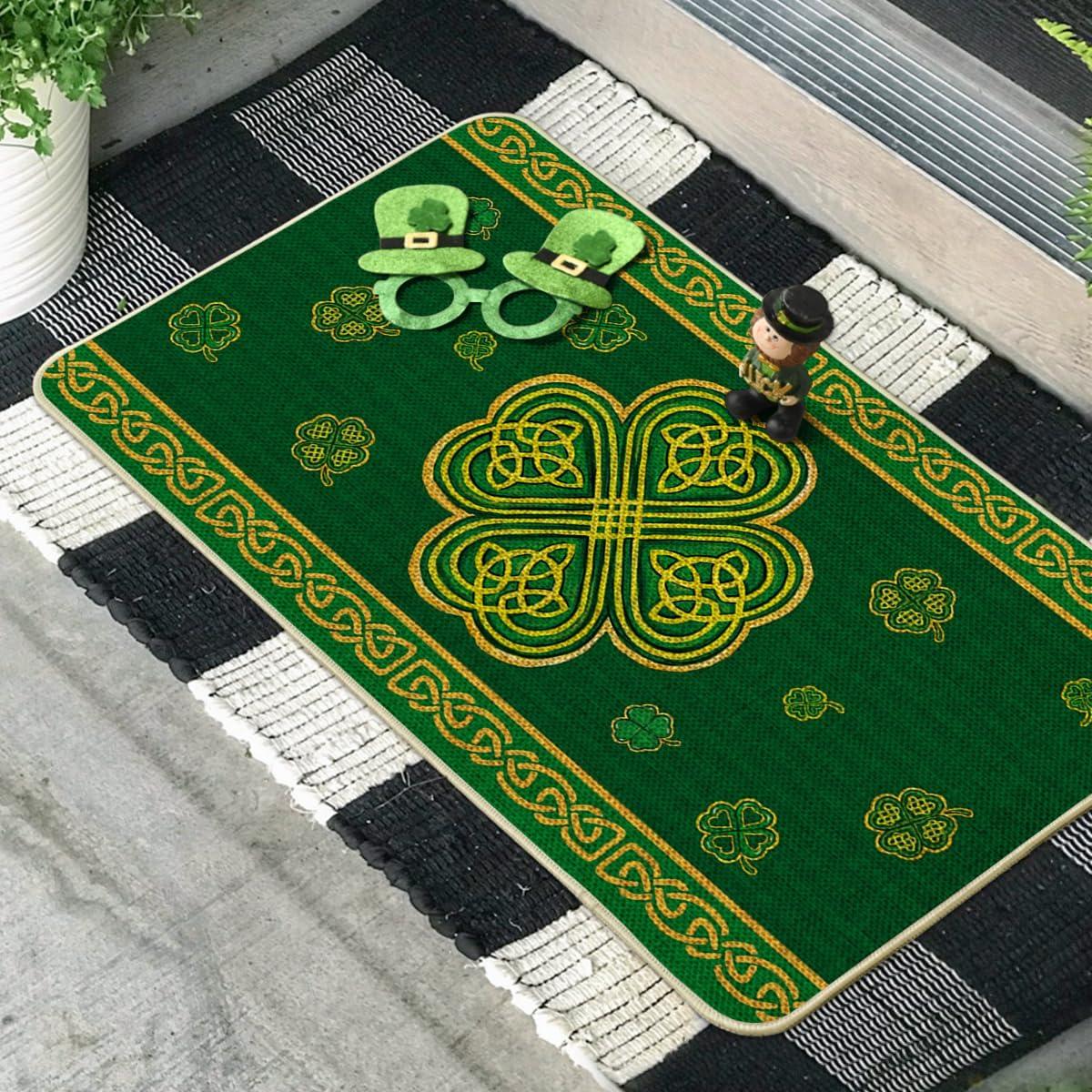 imageArtoid Mode Golden Lucky Shamrock Clover St Patricks Day Doormat Home Decor LowProfile Switch Rug Door Mat Floor Mat for Indoor Outdoor 17x29 Inch