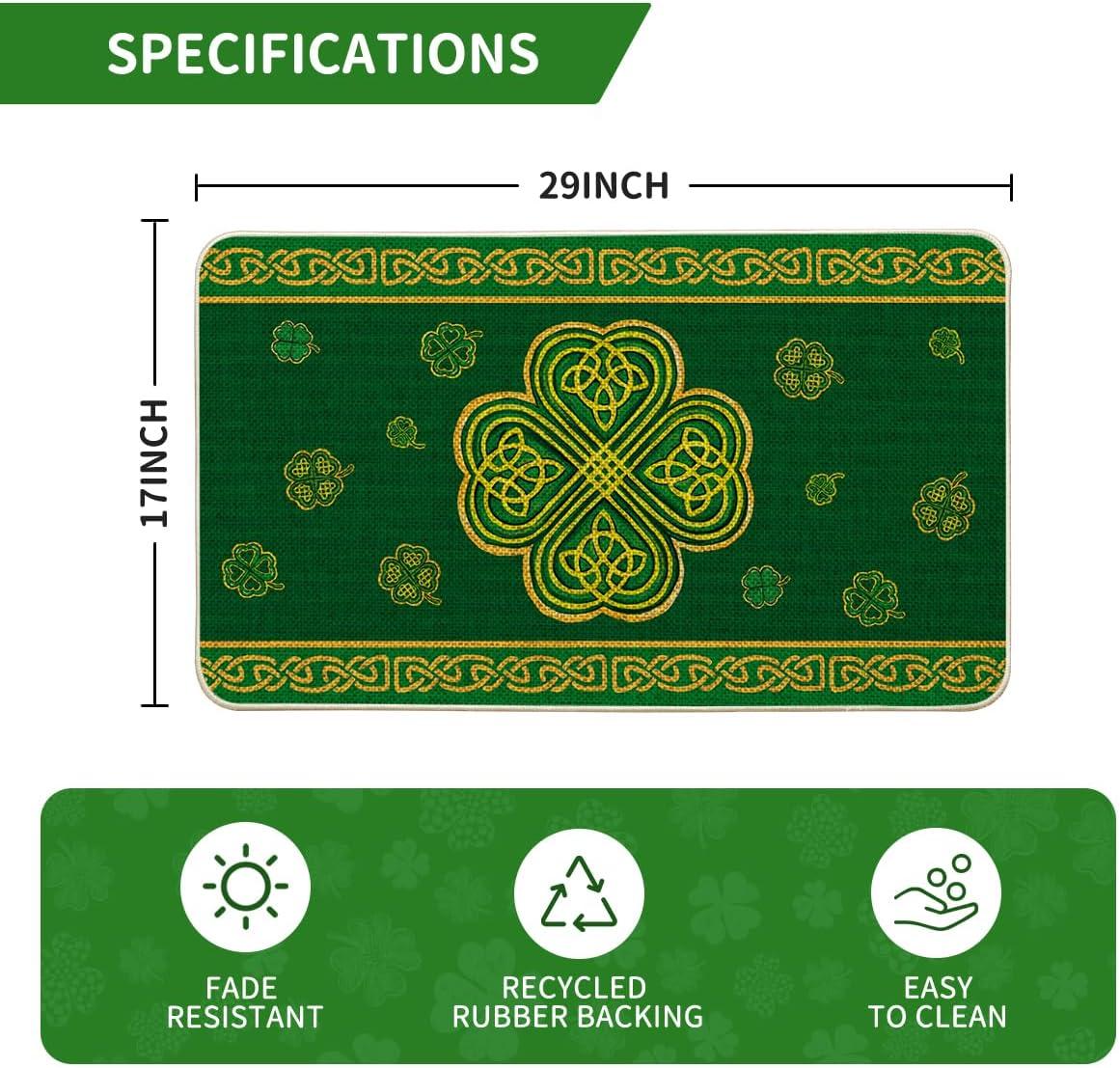 imageArtoid Mode Golden Lucky Shamrock Clover St Patricks Day Doormat Home Decor LowProfile Switch Rug Door Mat Floor Mat for Indoor Outdoor 17x29 Inch