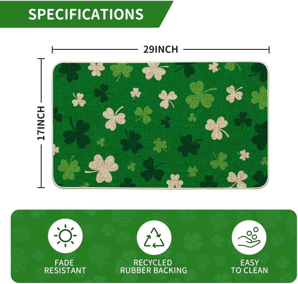 imageArtoid Mode Green Cute Shamrock St Patricks Day Doormat Home Decor LowProfile Switch Rug Door Mat Floor Mat for Indoor Outdoor 17x29 Inch