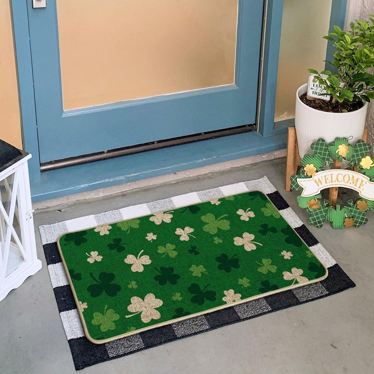 imageArtoid Mode Green Cute Shamrock St Patricks Day Doormat Home Decor LowProfile Switch Rug Door Mat Floor Mat for Indoor Outdoor 17x29 Inch