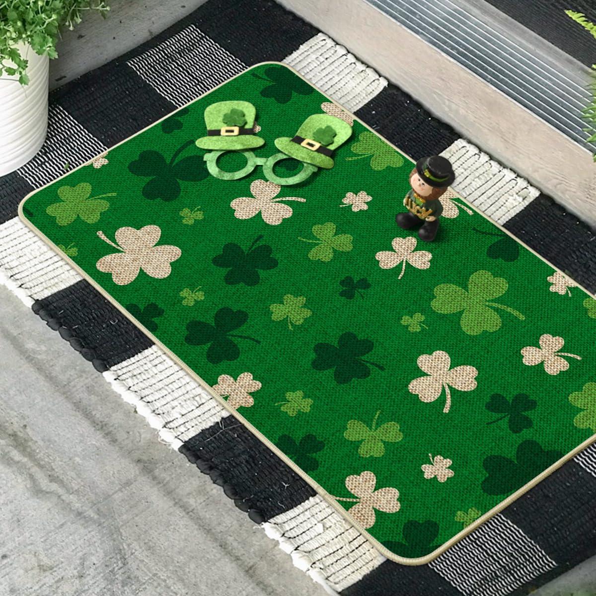 imageArtoid Mode Green Cute Shamrock St Patricks Day Doormat Home Decor LowProfile Switch Rug Door Mat Floor Mat for Indoor Outdoor 17x29 Inch