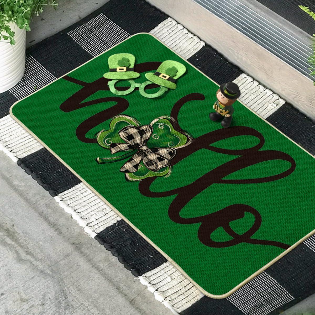 imageArtoid Mode Green Shamrock Hello St Patricks Day Doormat Home Decor LowProfile Switch Rug Door Mat Floor Mat for Indoor Outdoor 17x29 Inch